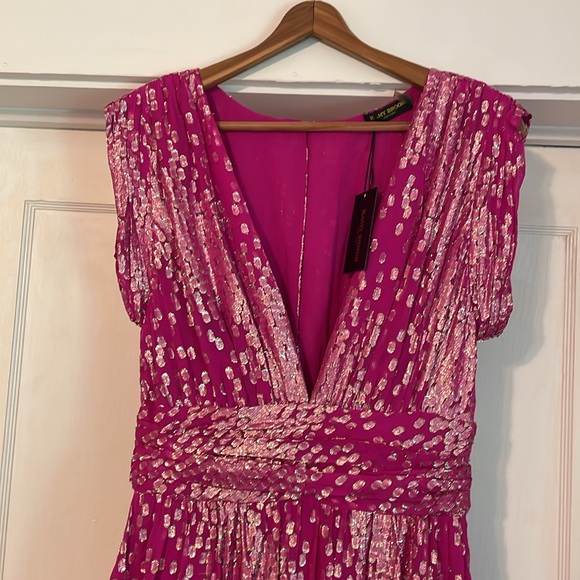 New Ramy Brook Julianna Plunging Maxi Dress in Electric Pink Jacquard size 6 - Picture 5 of 16